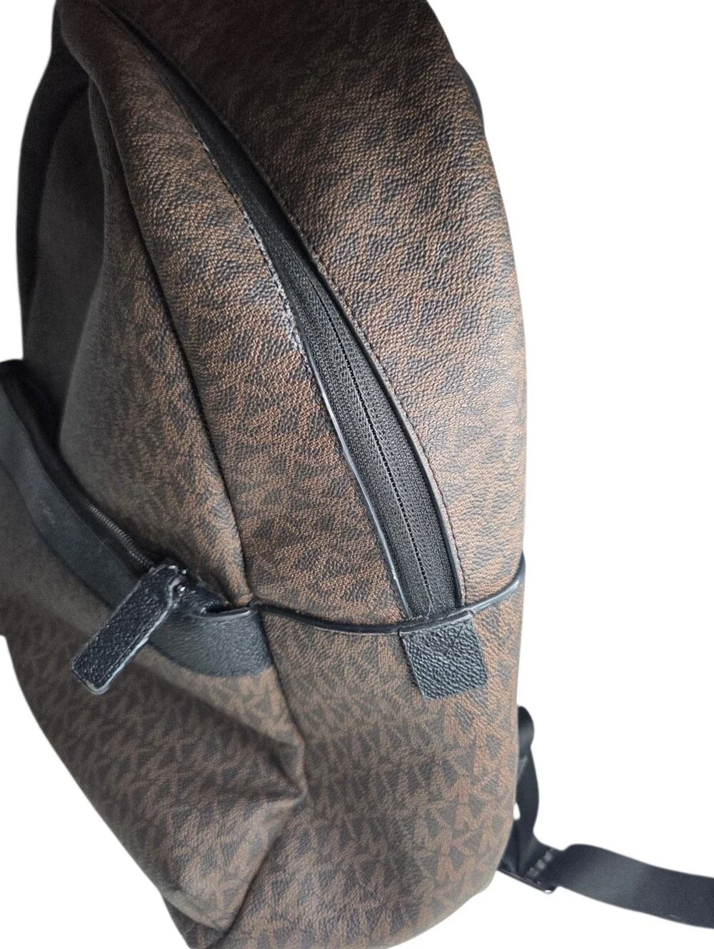 MICHAEL KORS Greyson Brown Logo Backpack Leather Canvas Designer